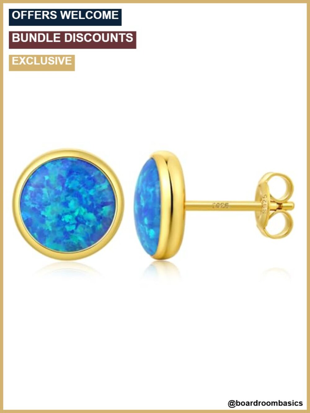 Sterling Silver Created Opal Stud Earrings Bezel Set Hypoallergenic
